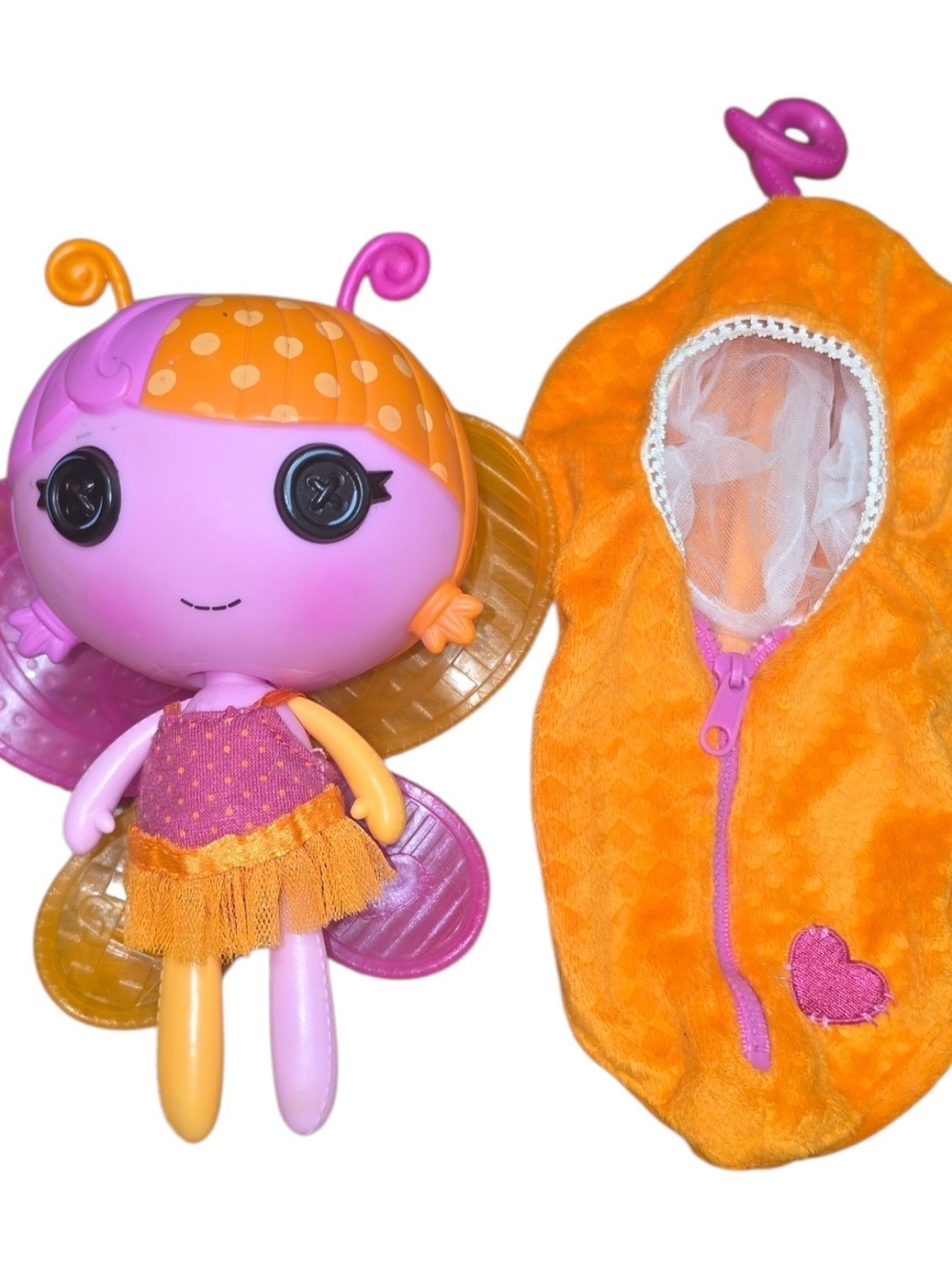 Lalaloopsy-Inspired Purple & Orange Butterfly Doll with Orange Hooded Outfit